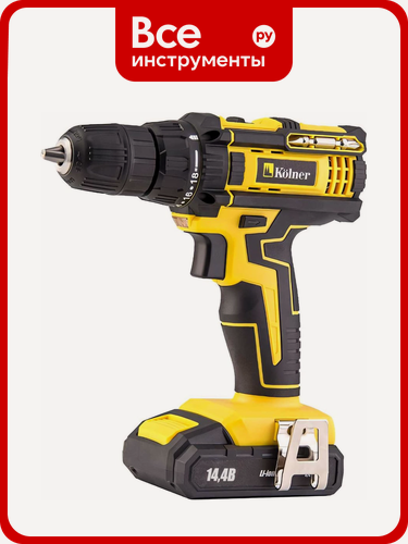 Изображение товара Аккумуляторная дрель-шуруповерт Kolner KCD 14.4/2L 8020100381 с подсветкой, ременной фиксацией и быстрозажимным патроном