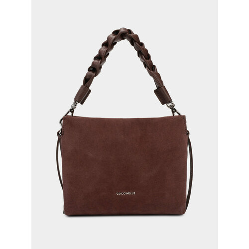 фото Сумка хобо coccinelle boheme suede, фактура зернистая, матовая, бархатистая, красный