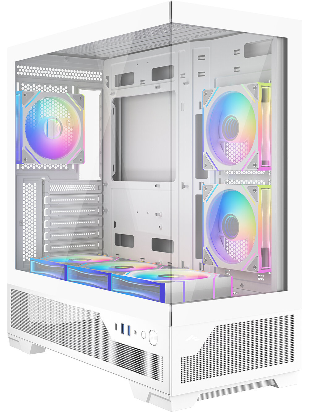 Корпус компьютерный SAMA V43 (V43-WHADA6X1-GL), ATX, mATX, mITX, без блока питания, белый