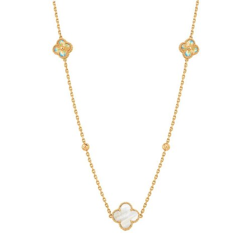 фото Колье diamant online, красное золото, 585 проба, перламутр, длина 40 см., белый
