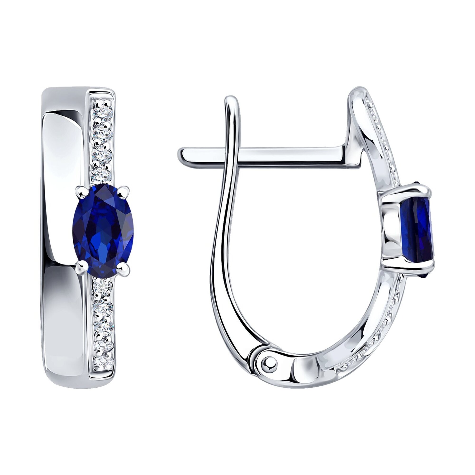 Серьги Diamant online, белое золото, 585 проба, сапфир, бриллиант