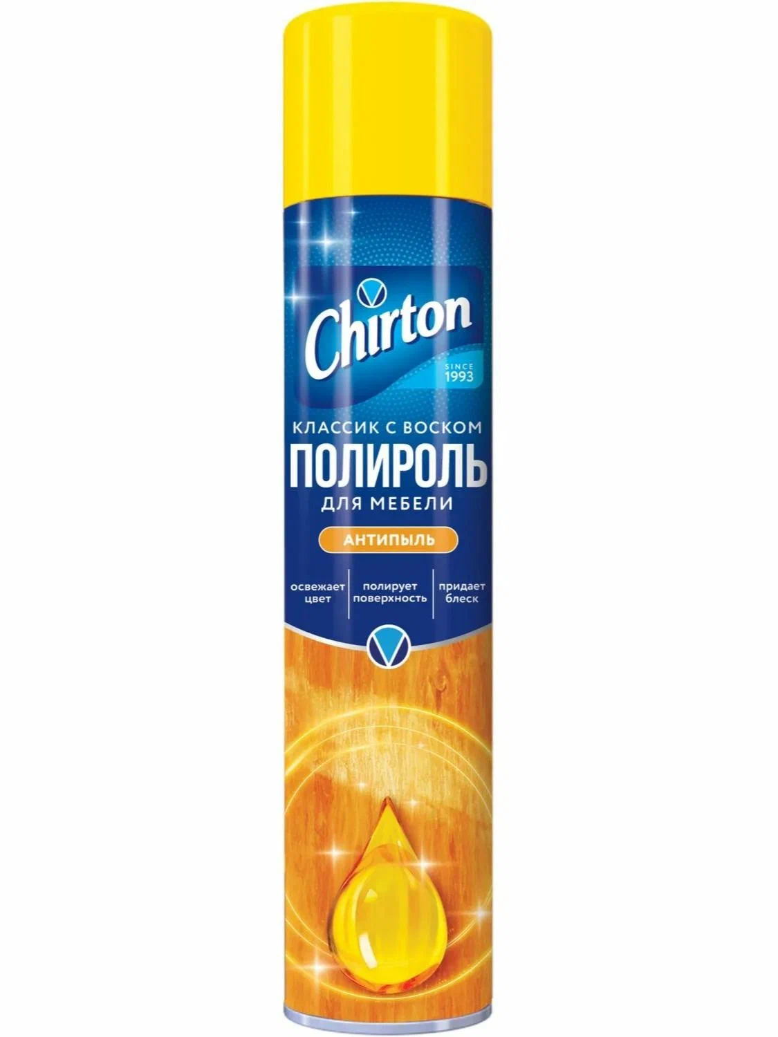 Полироль для мебели CHIRTON (Чиртон) антипыль, «Классик с воском», аэрозоль, 300 мл