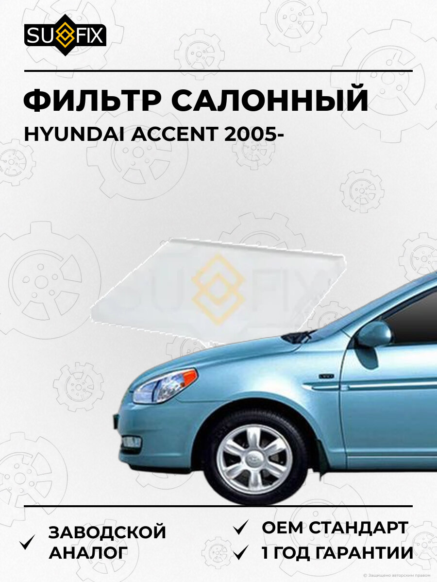Фильтр салонный SUFIX SS1010 Хендай Акцент HYUNDAI ACCENT 2005