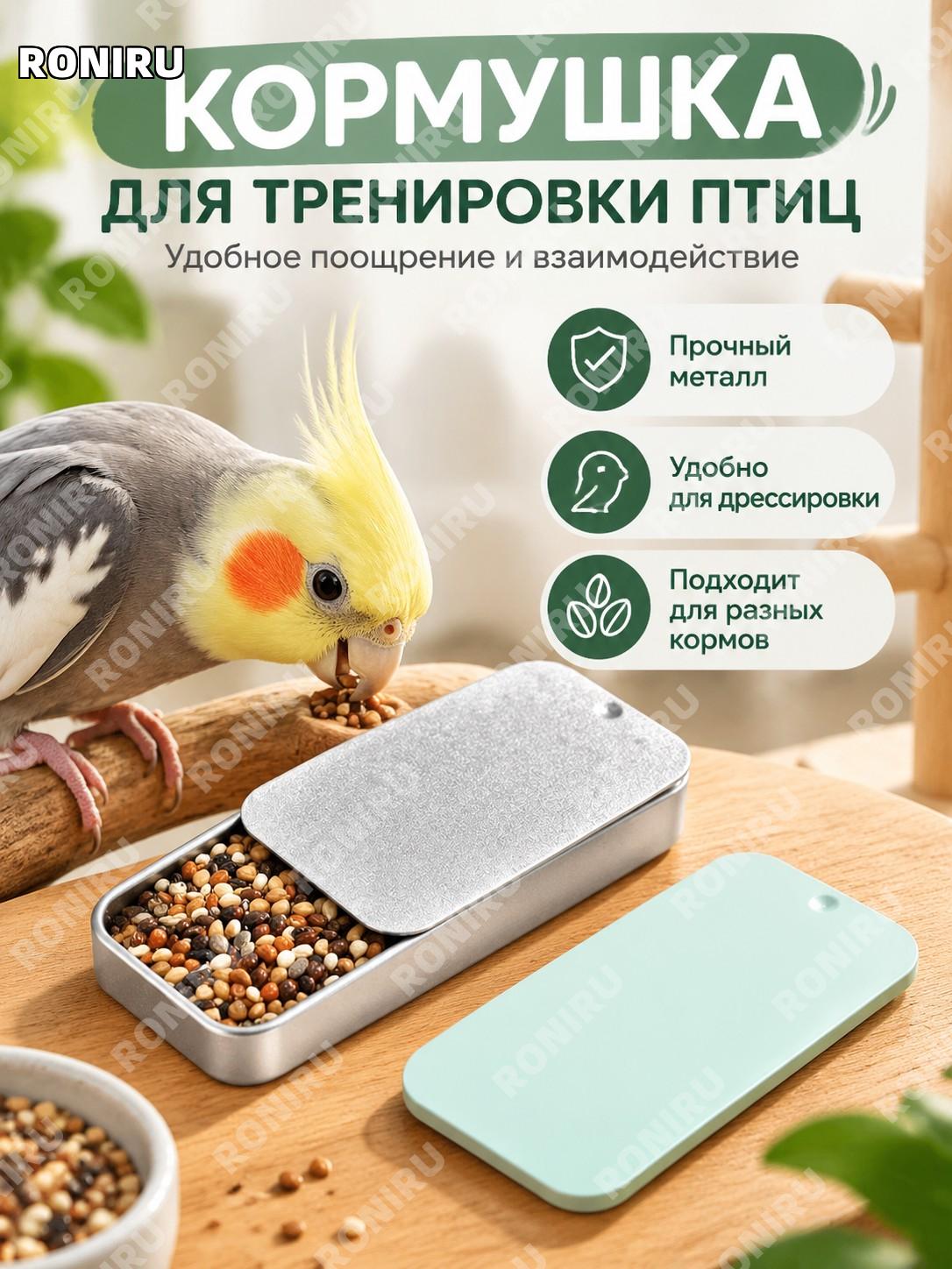 Кормушка для тренировки попугаев, пищевой бокс для обучения, металлический, горохово-зелёный и серебристо-белый