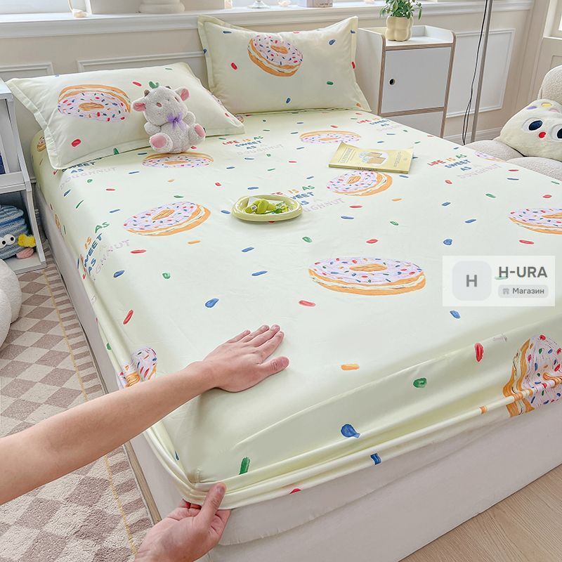 Простыня на резинке 90x200 см микрофибра, разноцветный