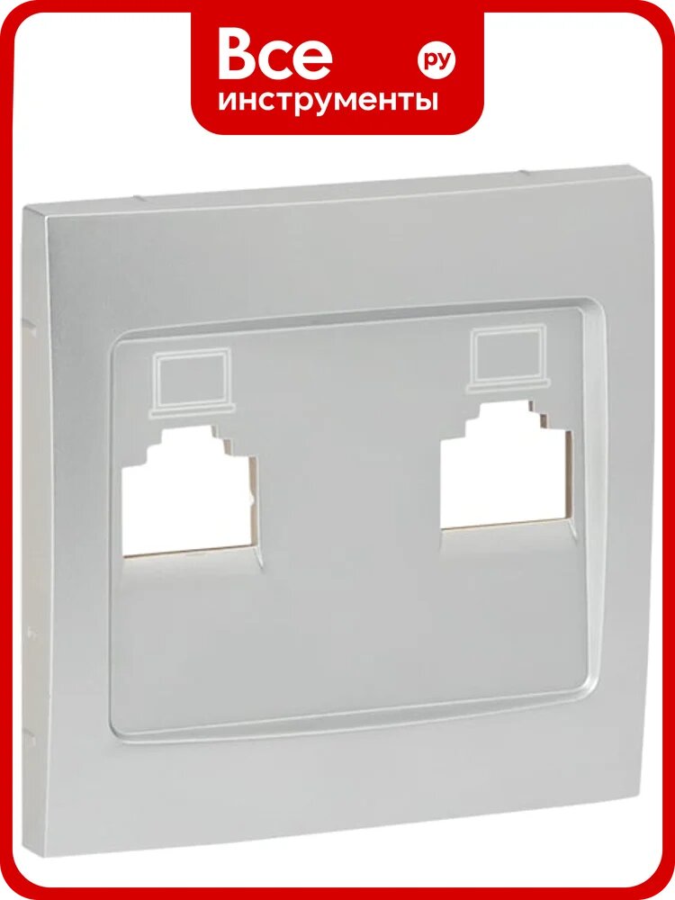 Лицевая панель 2-местной розетки EKF PROxima Валенсия, RJ-45, сталь ESK02-L-035-30