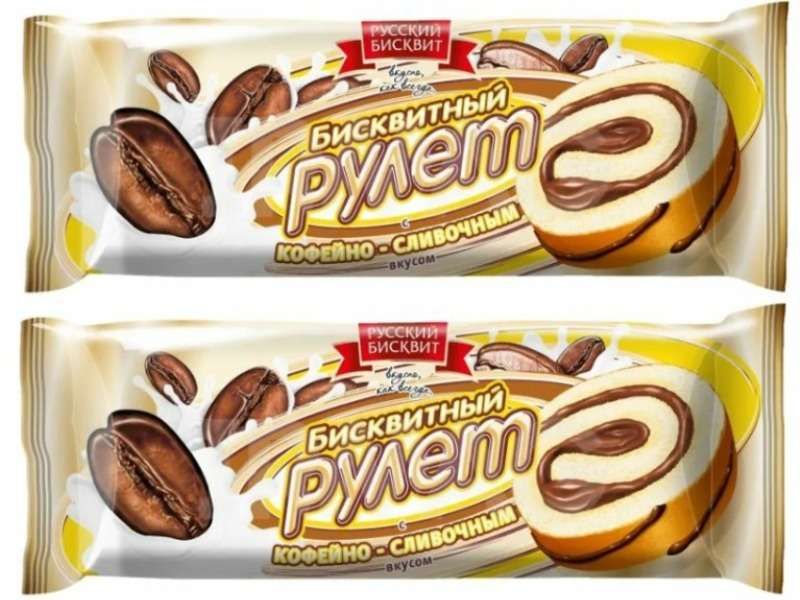 Русский Бисквит Рулет бисквитный Кофейно-Сливочный, 175 г, 2 шт
