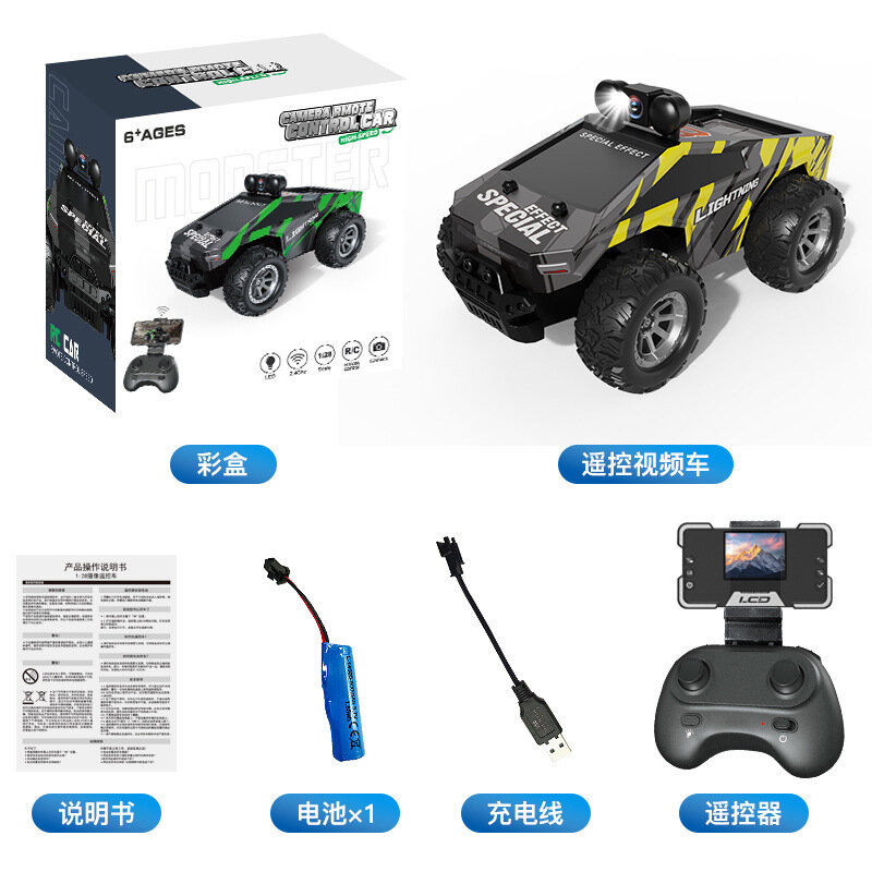 1:28 Масштабная RC-машина с камерой, 2.4ГГц, управление через APP, высокоскоростной дрифт, внедорожник Цвет：Экран