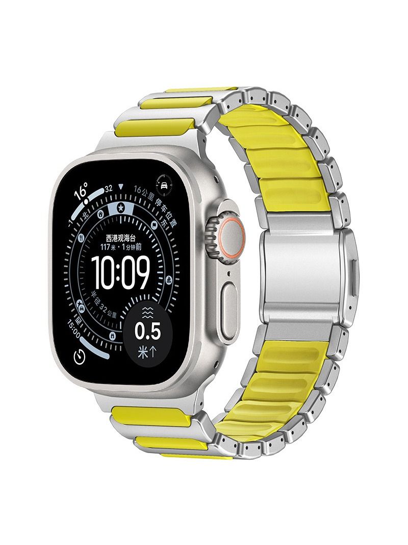 Для Apple Watch Ultra 3 S12 11 10 9 Магнитный силиконовый браслет титановый ремень для iWatch 44 мм 45 мм 46 мм 49 мм