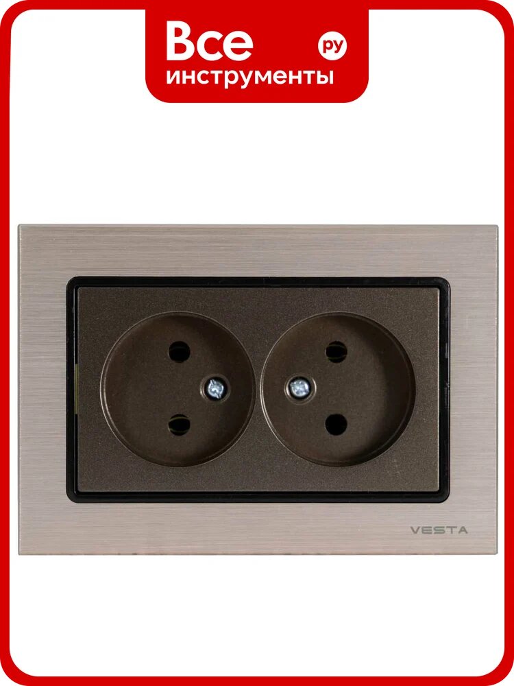 Розетка Metronex Electric Exclusive Champagne Metallic двойная без заземления FRZ00041020BSH