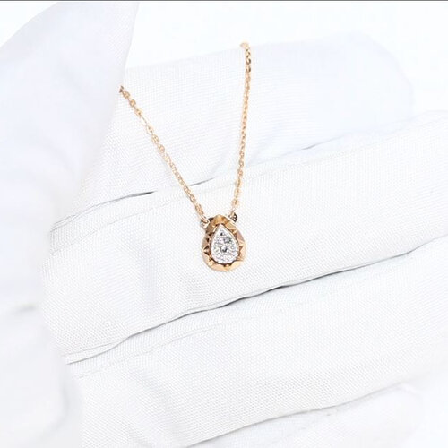 фото Колье diamant online, красное золото, 585 проба, бриллиант, длина 40 см., прозрачный