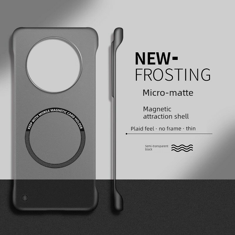 Полупрозрачный черный магнитный чехол для Huawei Mate 70 Pro+, ультратонкий без рамки