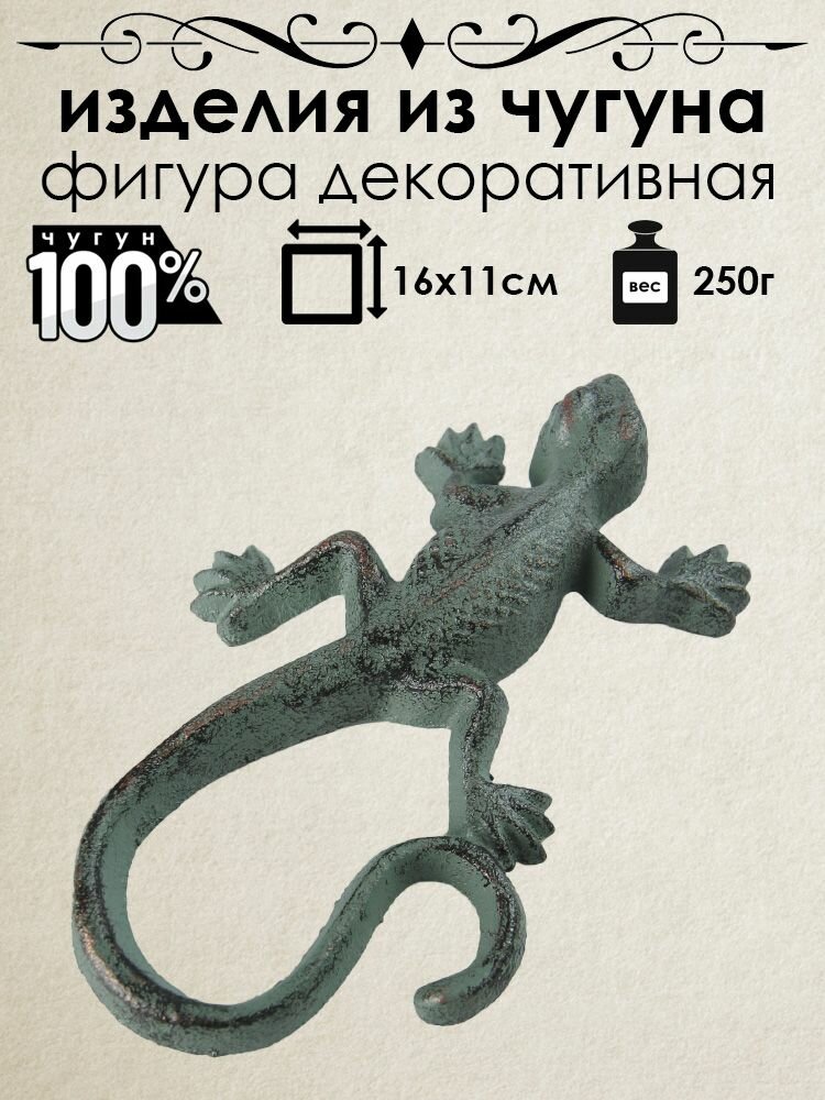Фигурка садовая декоративная из чугуна Iron Garden Ящерка 16 см