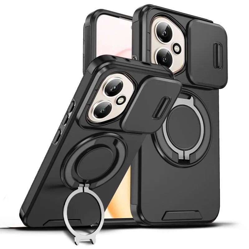 Чехол для Honor 400 / Хонор 400 с крышкой камеры и кольцевой подставкой чехол