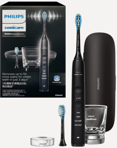 Изображение товара Электрическая зубная щетка sonicare DiamondClean 9000series HX9912, футляр дорожный зарядный, зарядный стакан, черный