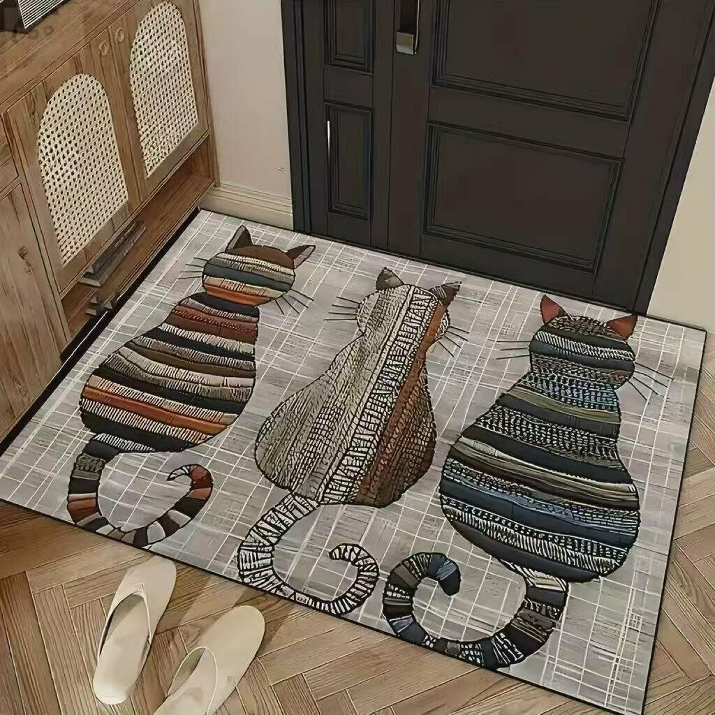 Прямоугольный коврик с котом 40×60 см, винтажный, для прихожей