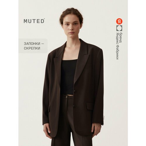 фото Пиджак muted oversize из костюмной ткани с потайной застёжкой, размер 3xl, темно-коричневый