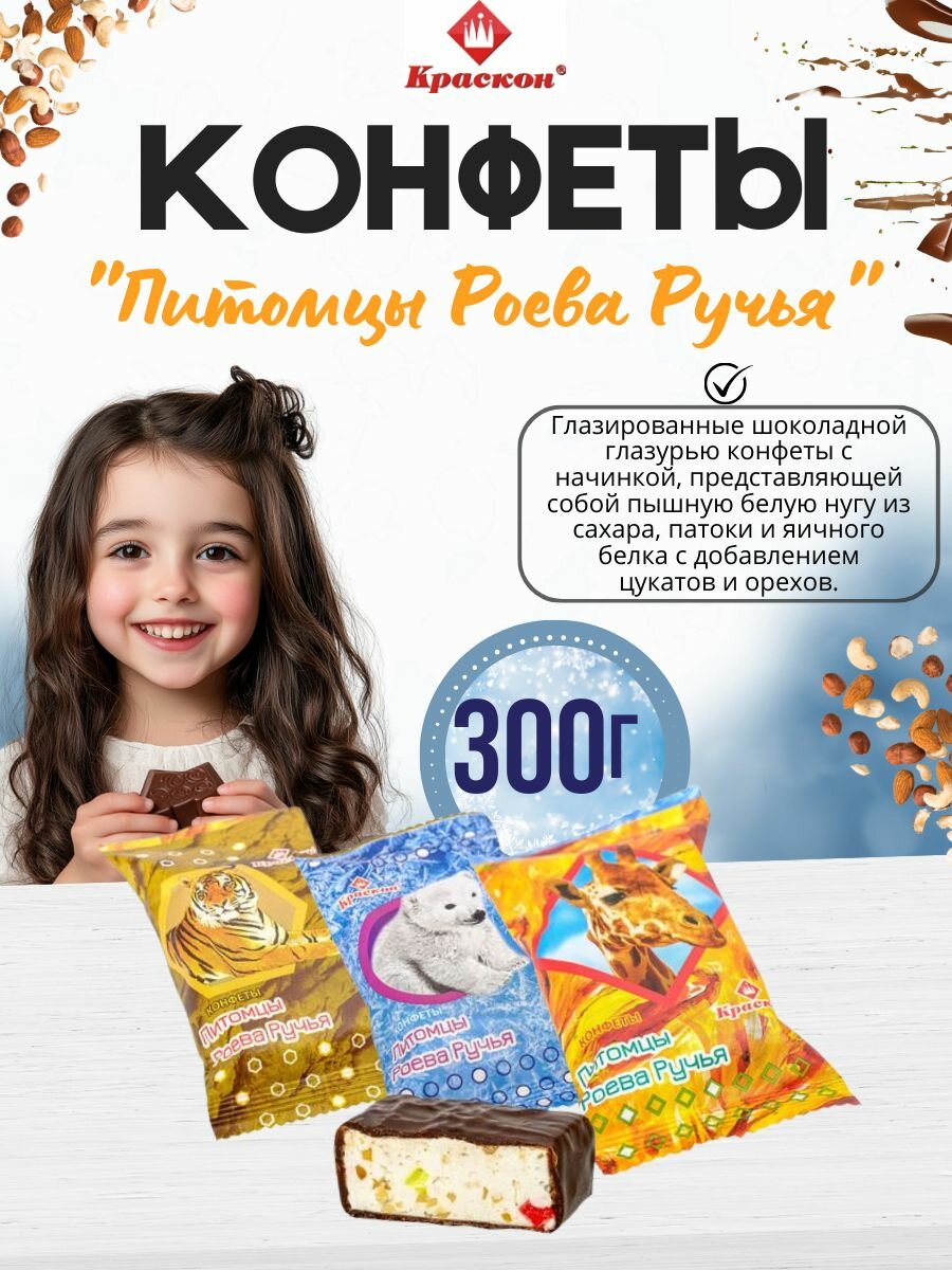 Конфеты Шоколадные Суфле Питомцы Роева Ручья с Цукатами 300гр