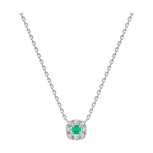 фото Колье diamant online, серебро, 925 проба, родирование, изумруд, фианит, длина 42 см., бирюзовый