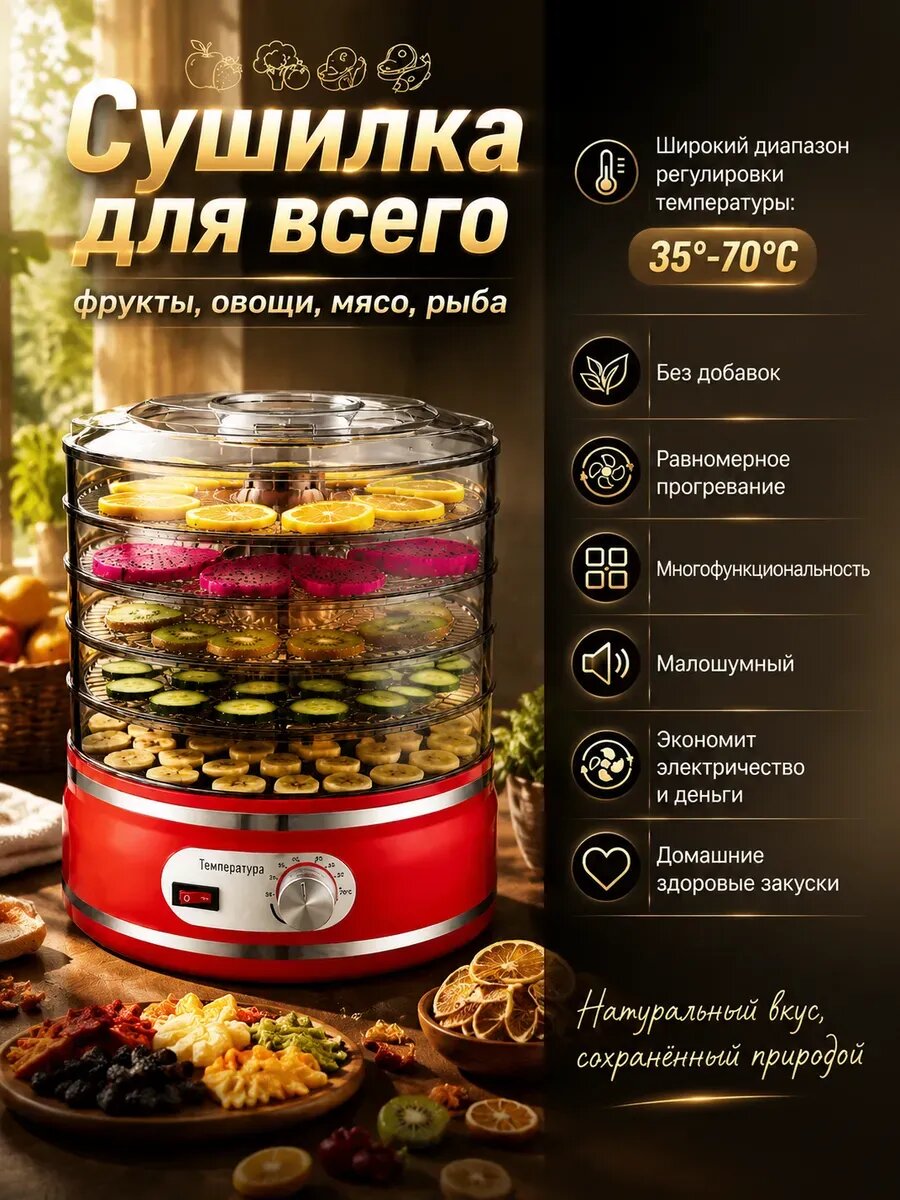 Сушилка для овощей и фруктов электрическая дегидратор ￼