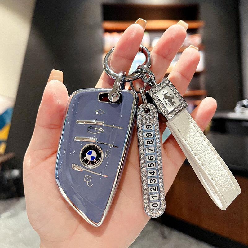 Ключевой брелок BMW Blade с серым цветом и белой квадратной веревкой с номером
