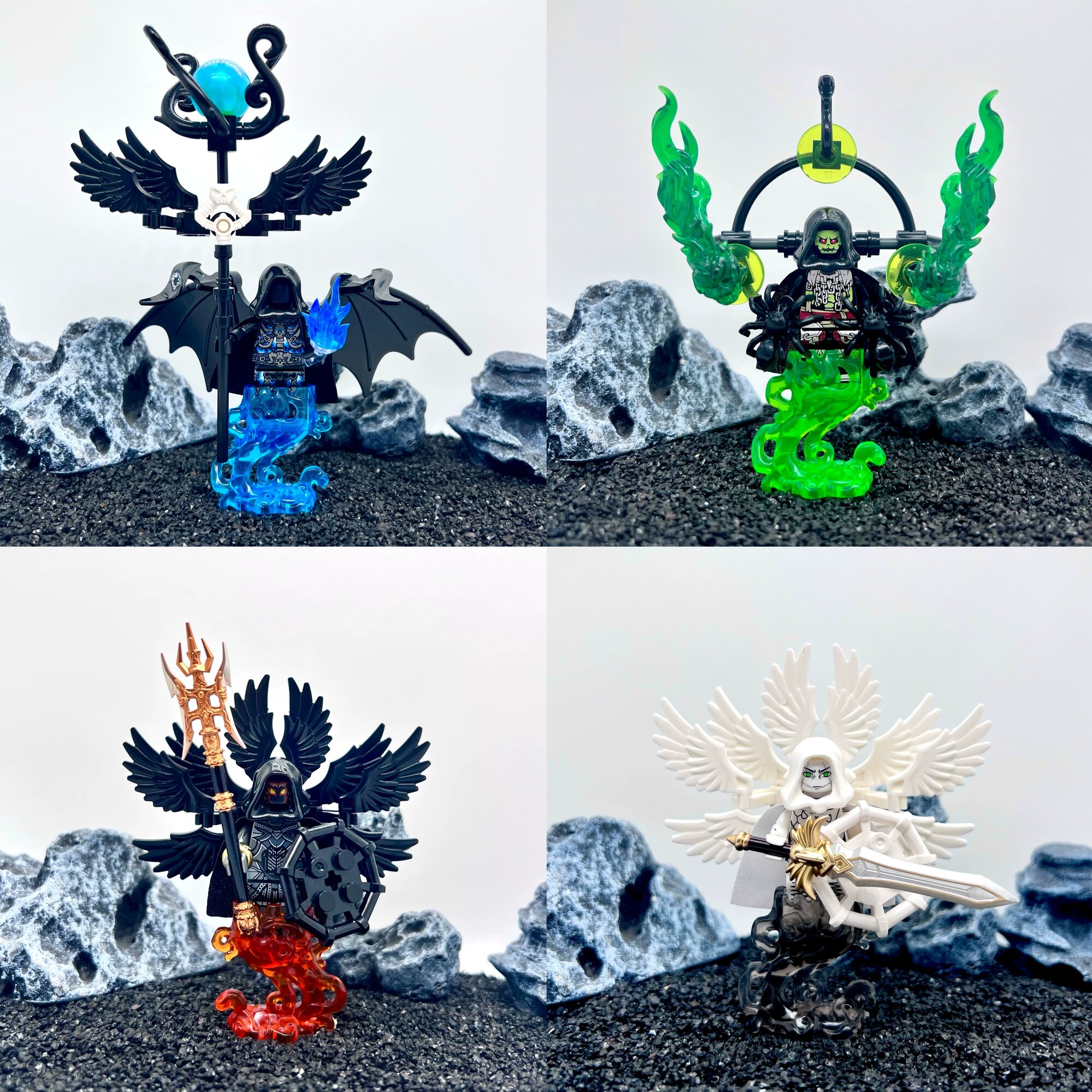 Коллекция из четырех фигурок в стиле MOC, совместимых с LEGO, мини-фигурки для построек