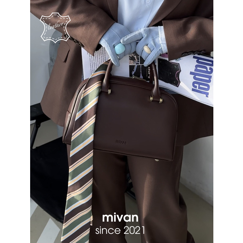 Сумка тоут mivan, фактура гладкая, коричневый