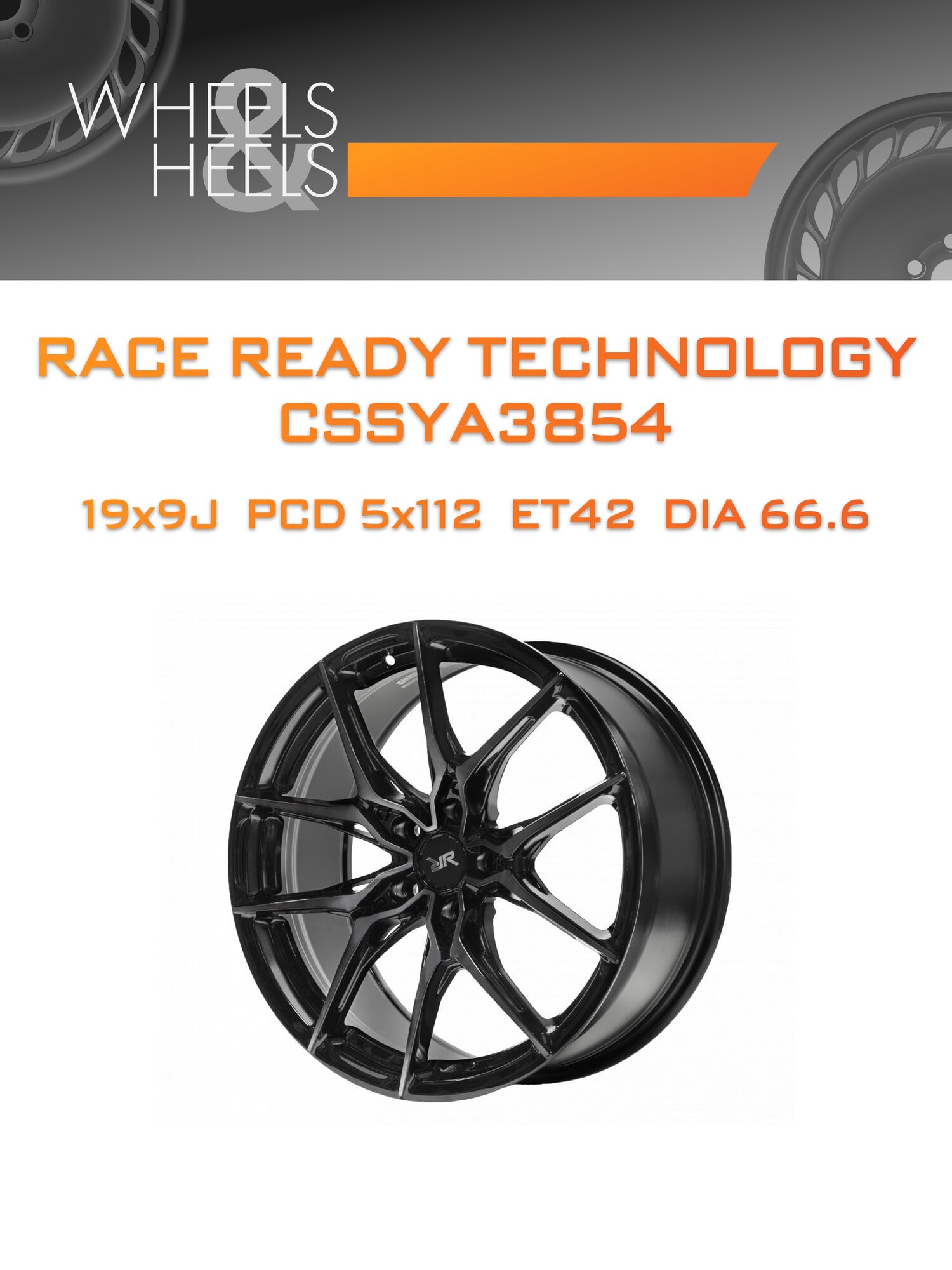 Диск Race Ready Technology CSSYA3854 19x9 5x112 et42 dia66.6 Чёрный глянец с проточкой, затемненный лак