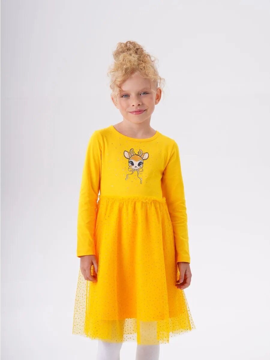 Платье Kari Kids Осень-зима 2025 размер 2-3 темно-желтый