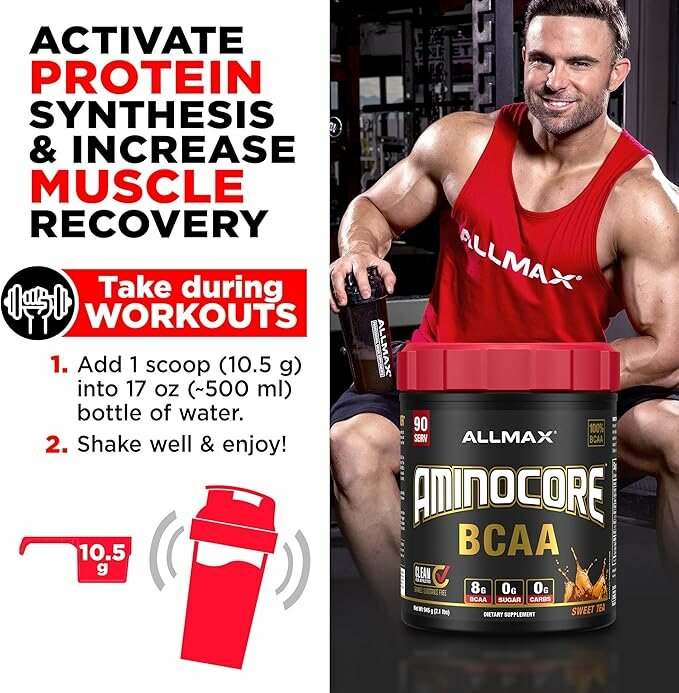 Аминокислоты Allmax Aminocore 8г BCAA, голубая малина, вкус, 100% чистые, 1 кг