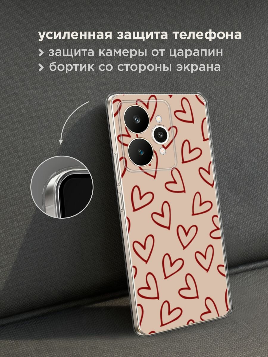 Чехол на Realme 15 / Реалми 15 с принтом "Little hearts doodles 1 - 14 февраля" — фото 1