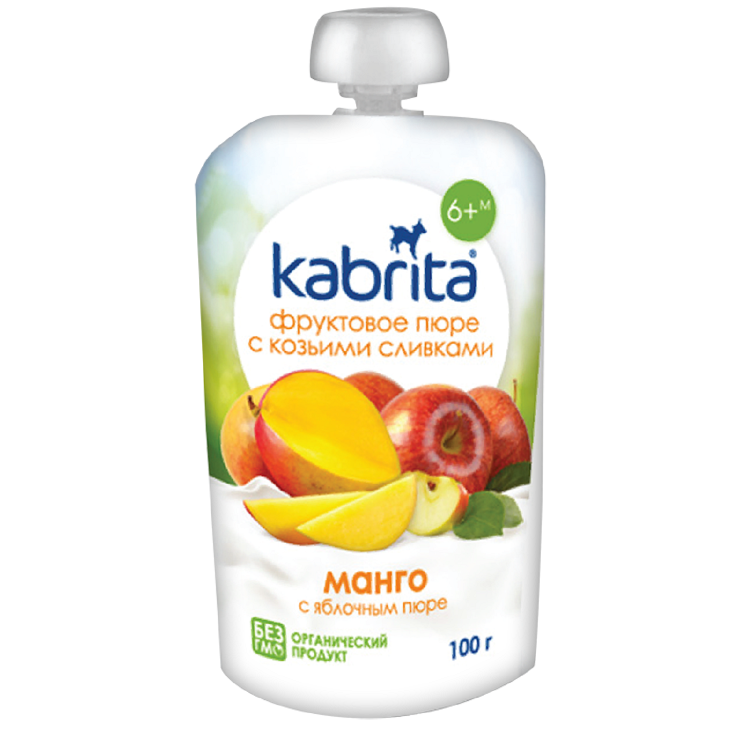 Фруктовое пюре Kabrita, козье, с манго и яблоком, с 6 мес, 100 гр — фото 1