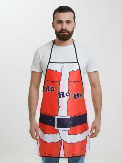 Фартук для кухни с новогодним принтом. Украшает новогодний вечер.75 см