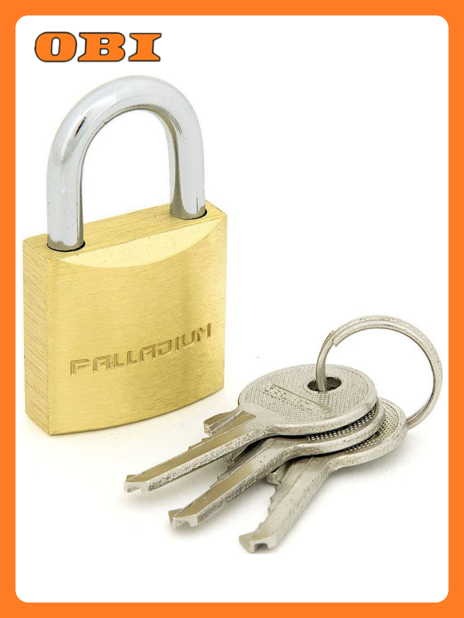 Замок навесной Palladium 301B-25 латунь серебристый 3 ключа