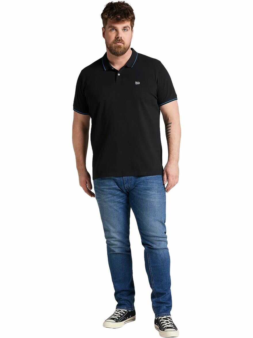 Поло Lee Men Pique Polo, размер XXL, черный/синий — фото 1