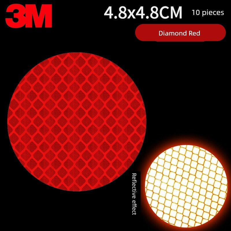 Наклейки 3M Диамант Красный Отражающие 4.8x4.8 см 10 штук для безопасности велосипеда