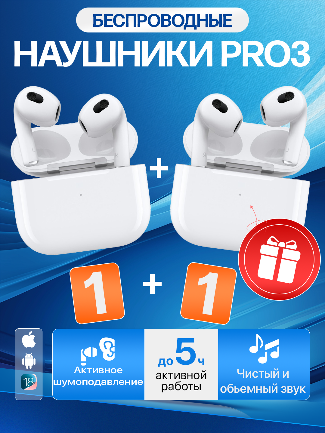 Беспроводные наушники airpods pro3//Наушники/airpods, iPhone и Android 1+1