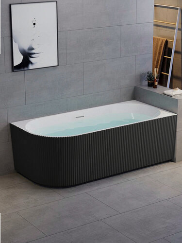 Изображение товара Акриловая ванна Royal Bath NERO 170х78х58, пристенная, правая, комплект: ванна + каркас + панель + слив-перелив click-clack