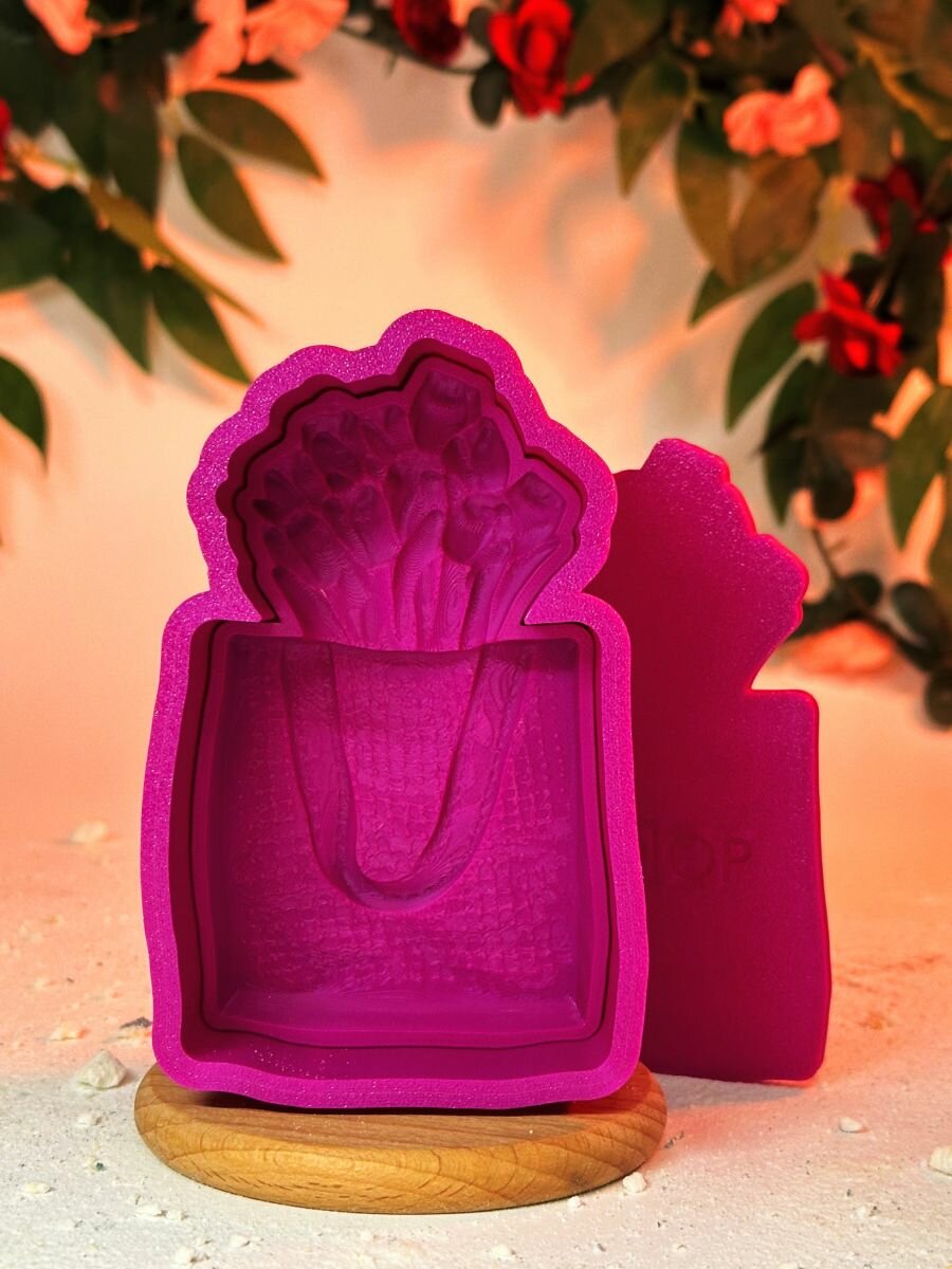 3D форма для бомбочек Шоппер с цветами — фото 1