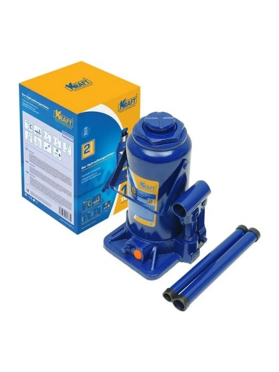 Домкрат автомобильный гидравлический бутылочный 16т высота 230-470 мм KRAFT KT 800020