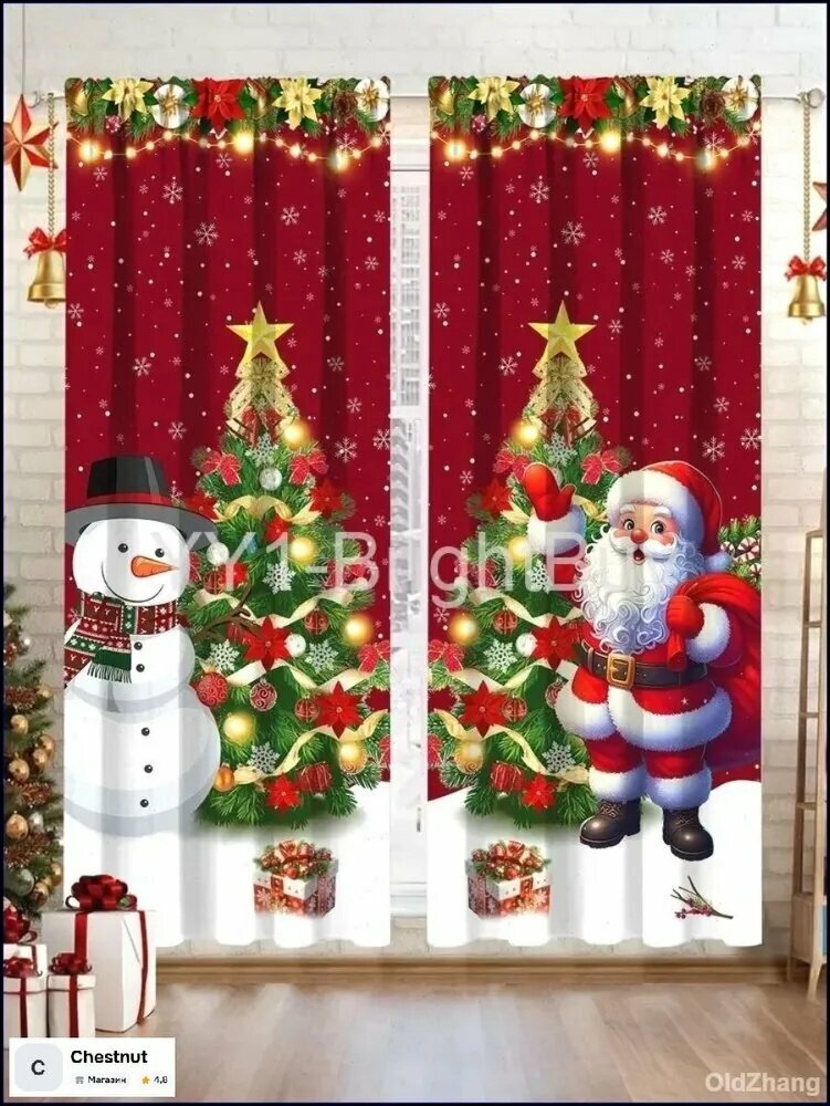 Украшение на окна Санта-Клаус + Снеговик 2 шт.