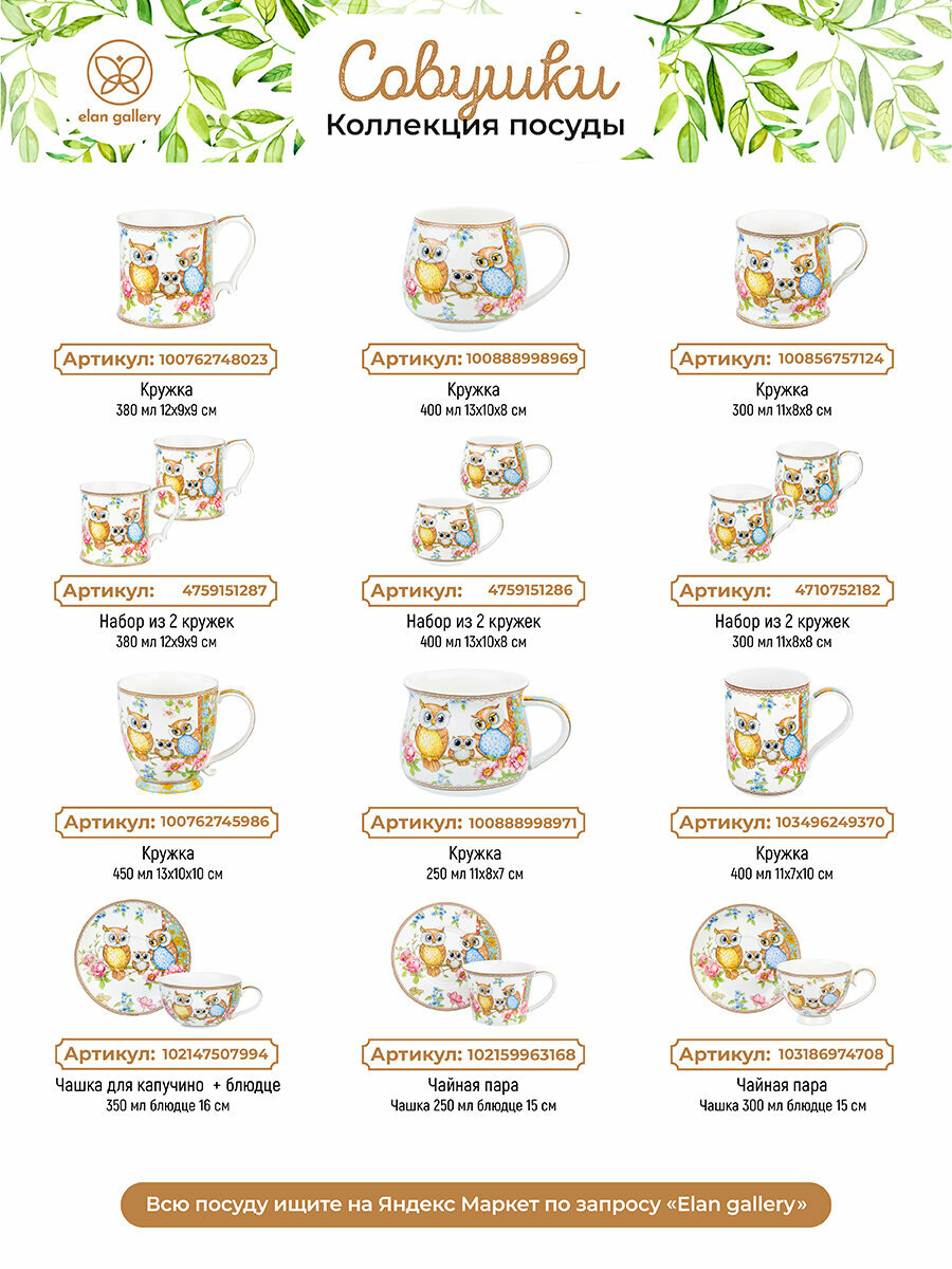 Набор тарелок для десертов 2 пр. 19*19*2 см "Совушки" NEW BONE CHINA — фото 1