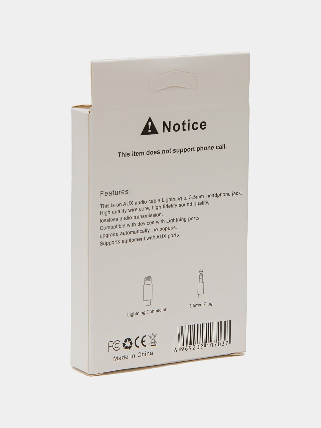 Аудио кабель, адаптер Lightning на 3,5 мм AUX, для iPhone, iPad — фото 1