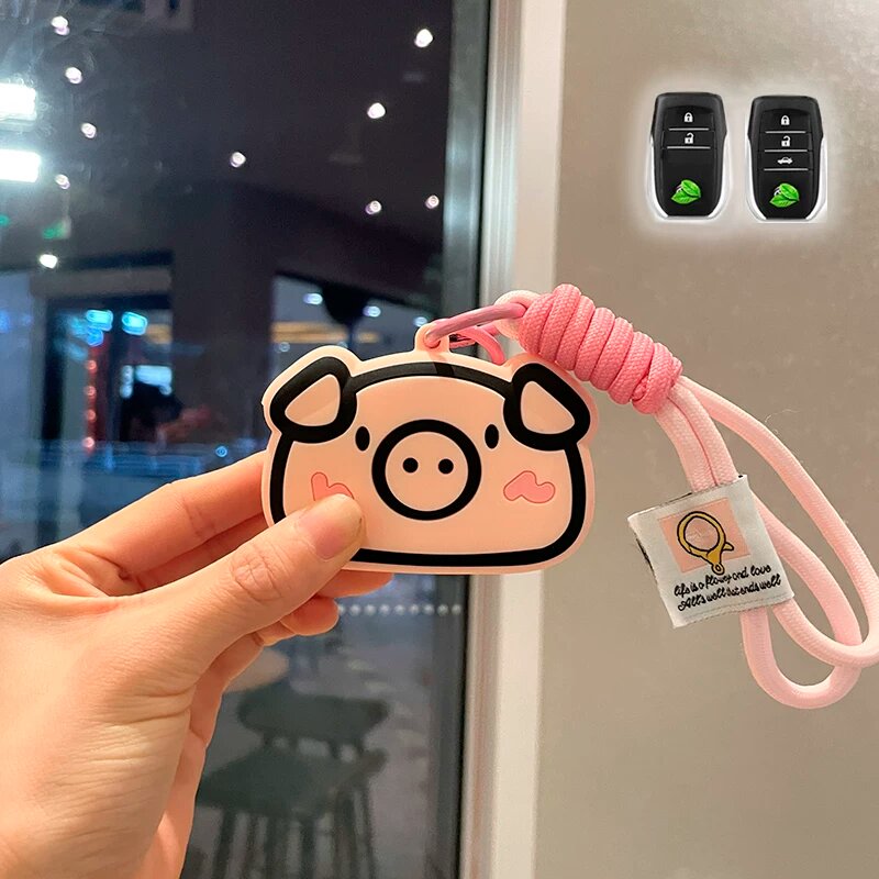 Ключевой брелок Toyota C/D Series с канатным дизайном Piggy и розовой кнопкой - прочный аксессуар для автомобильных