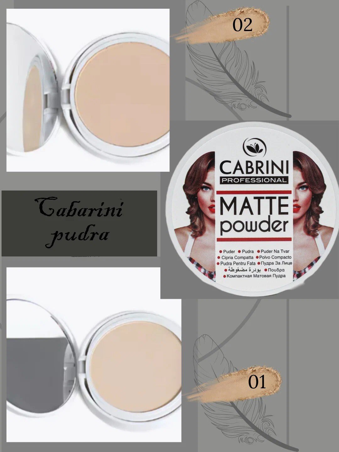 Пудра для лица, Cabrini Matte Powder, матовая пудра, водостойкая, 01 тон