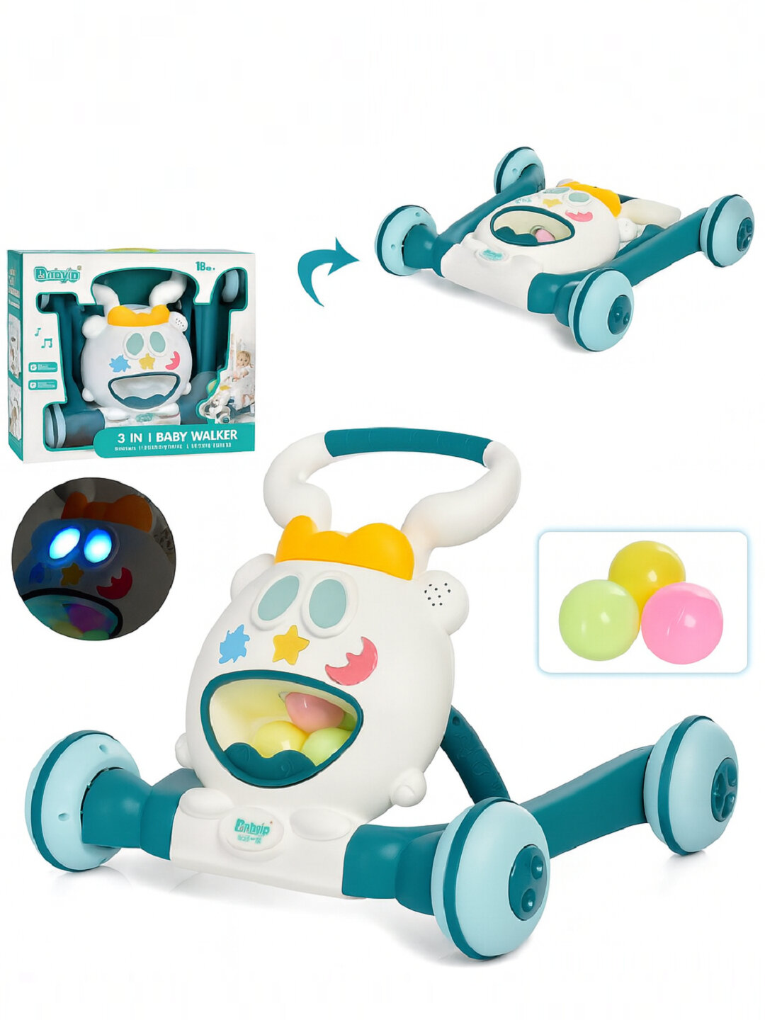 Складной детский ходунок с музыкой и регулируемой скоростью .