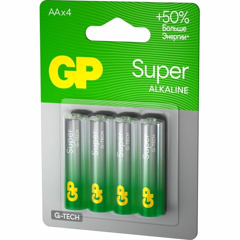 Батарейка GP Super AA/LR6/15A алкалин, GP15A - 2CR4, бл/4шт