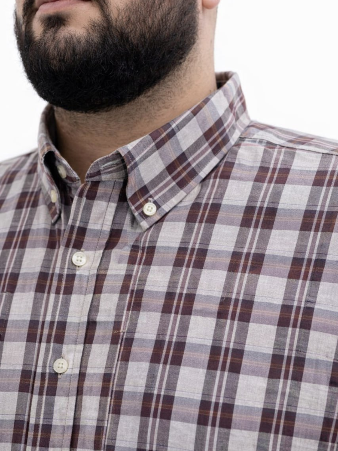 Рубашка , размер 5XL, коричневый, белый — фото 1