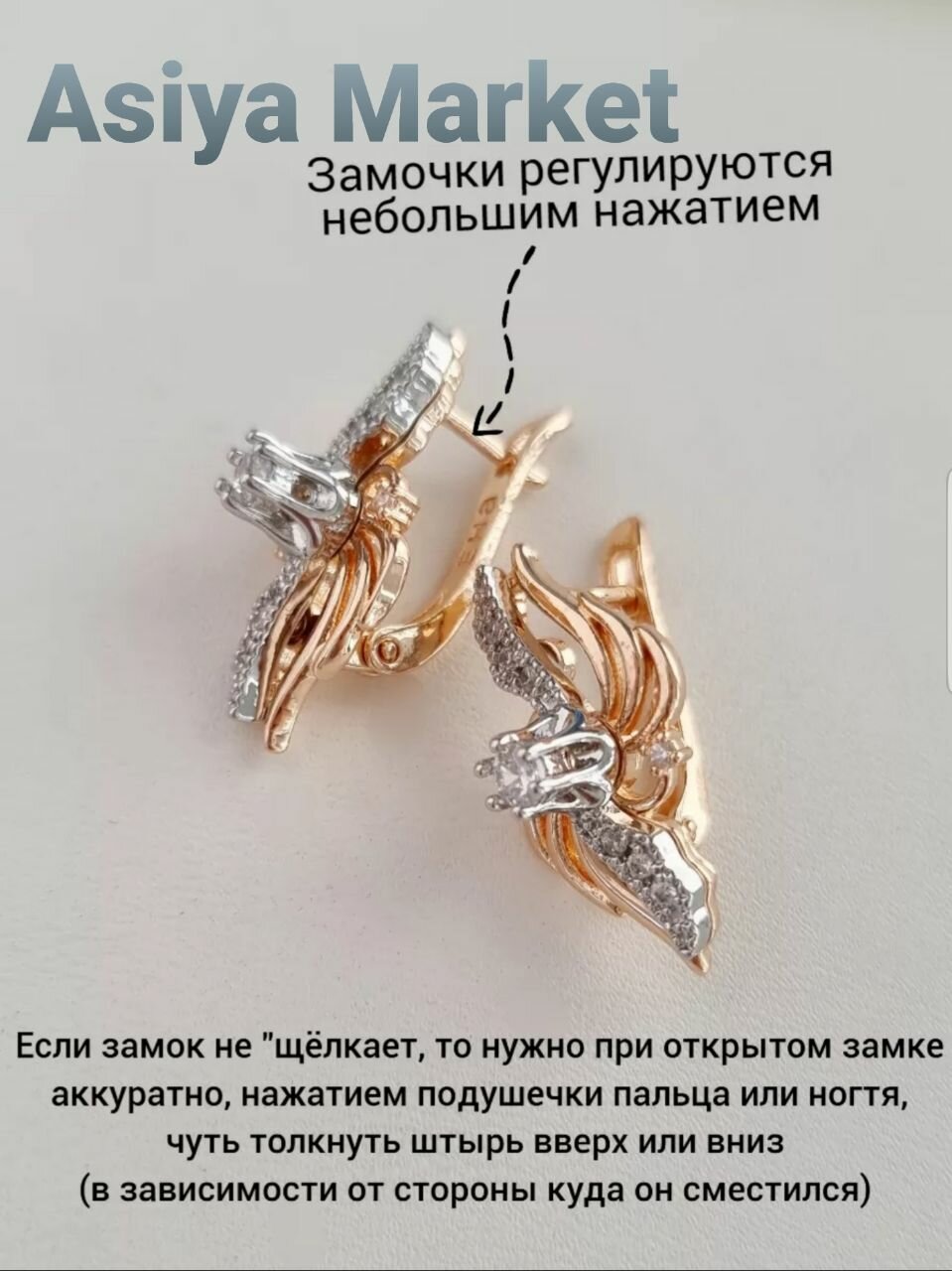 Комплект бижутерии: серьги, кольцо, фианит, размер кольца 18, серый — фото 1