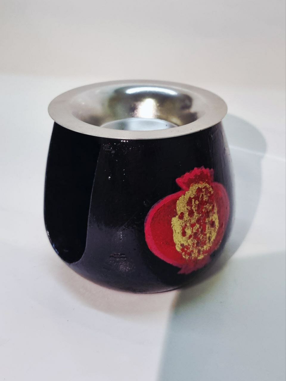 Аромалампа "Anor", гипсовая, черная, классическая, с узором, 10 см — фото 1